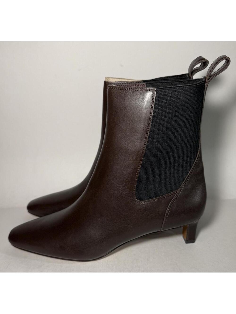 MADEWELL Dimes Chelsea Leather Boot Kitten Heel NX443 Brown